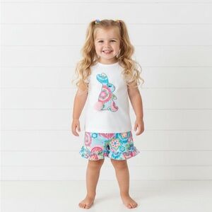 Colorful Ruffle Bunny Short Set, Girl's, Easter